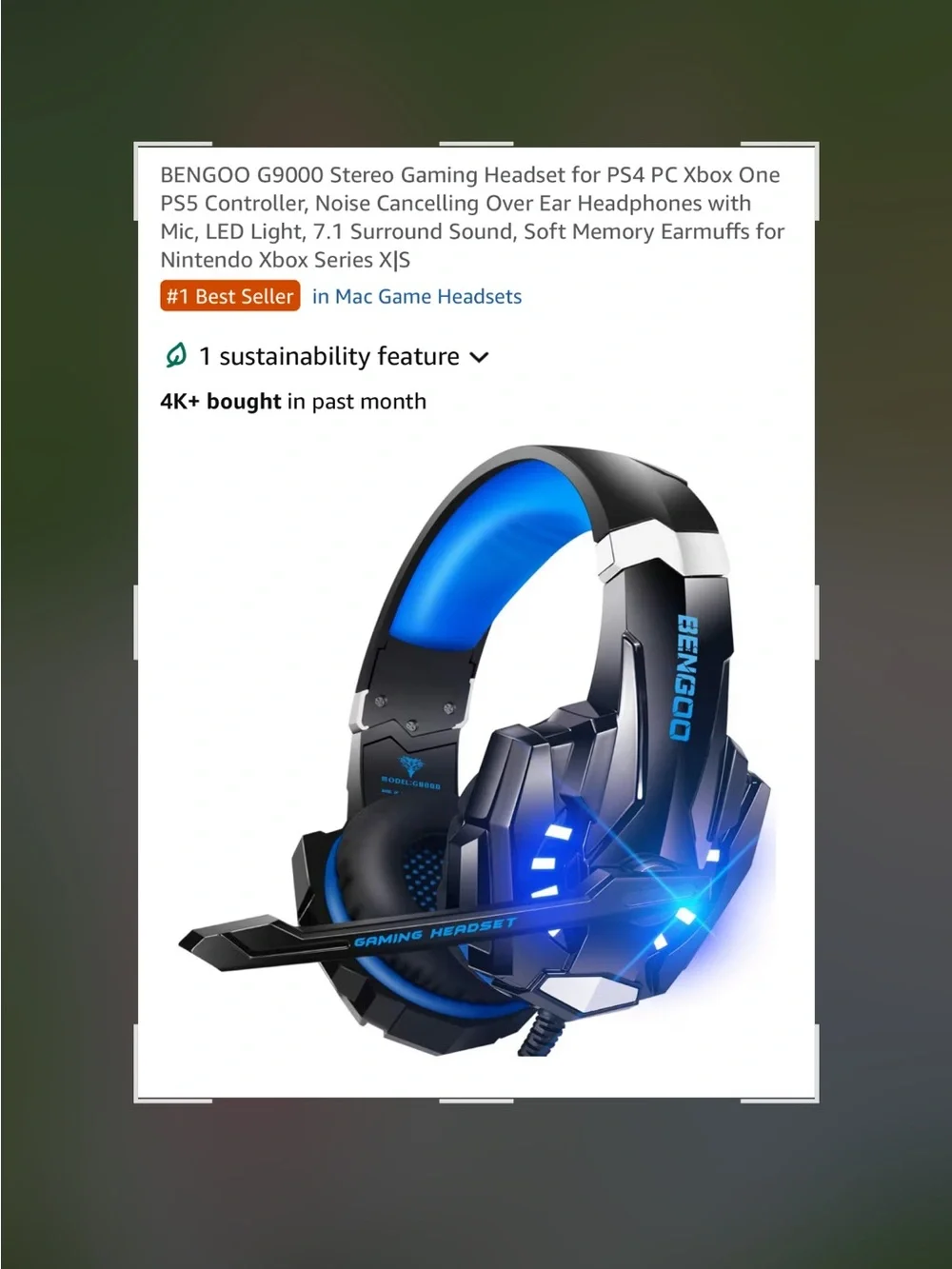 Blue Gaming Headset with Microphone